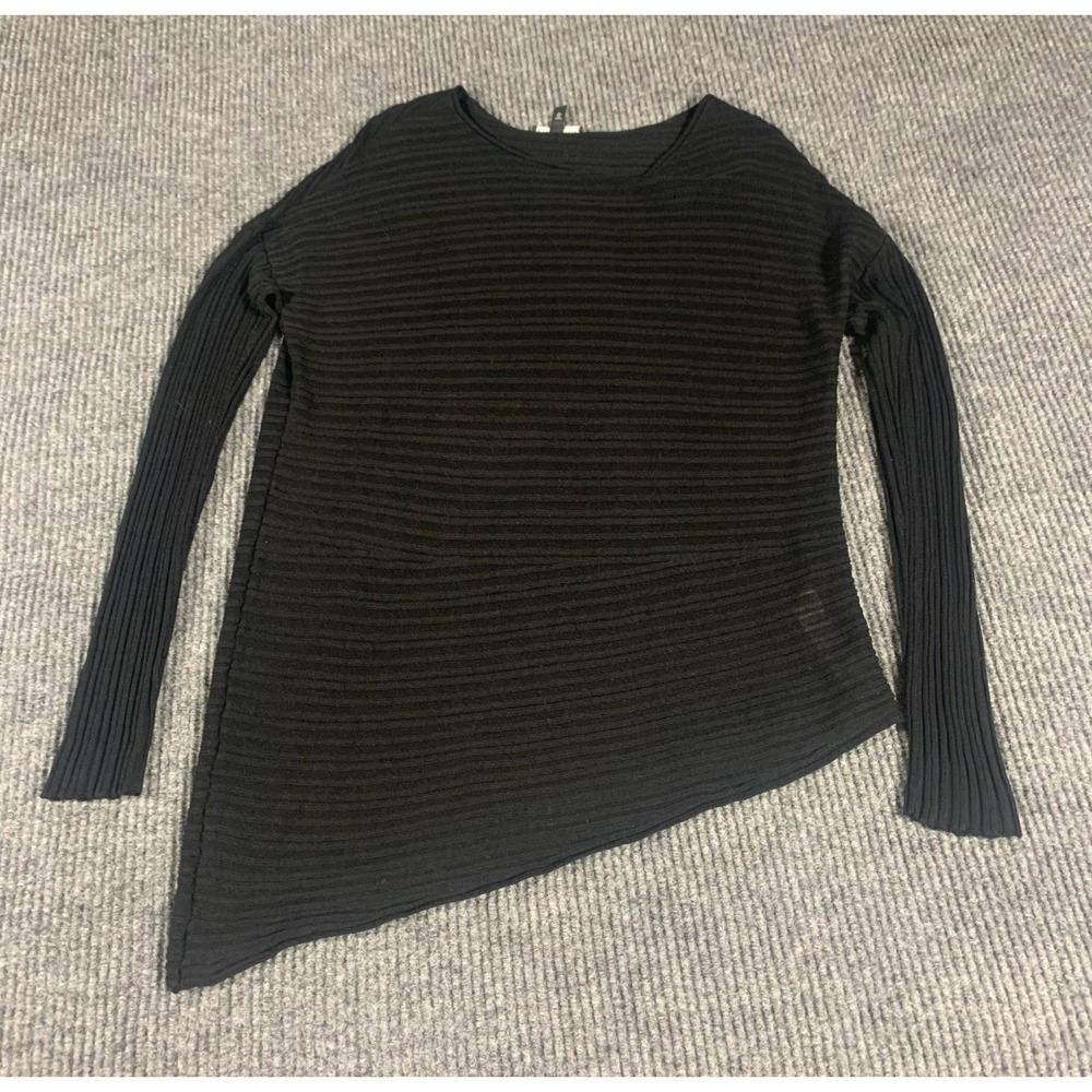 Eileen Fisher Sweater Womens Small Black Long Sleeve Sheer Lightweight Oversized